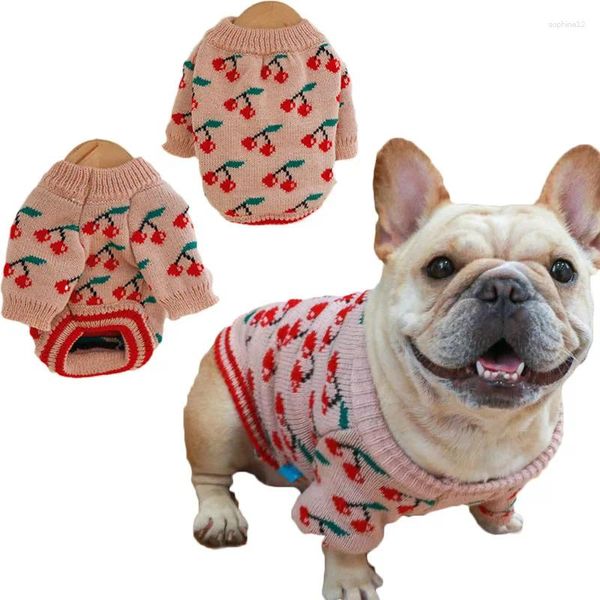 Vestuário para cachorro suéter de cereja casaco de suéter de inverno roupas para animais de estimação para cães médios pullover pullover malha