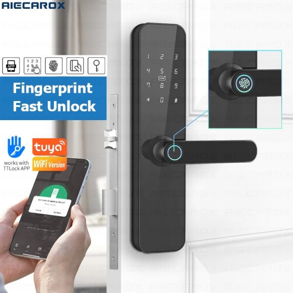 Sperren Sie Tuya /ttlock Electronic Digital WiFi Smart Lock Handy App Remote entsperren Keyless Fingerabdrucktür Lock Passwort /IC -Karte