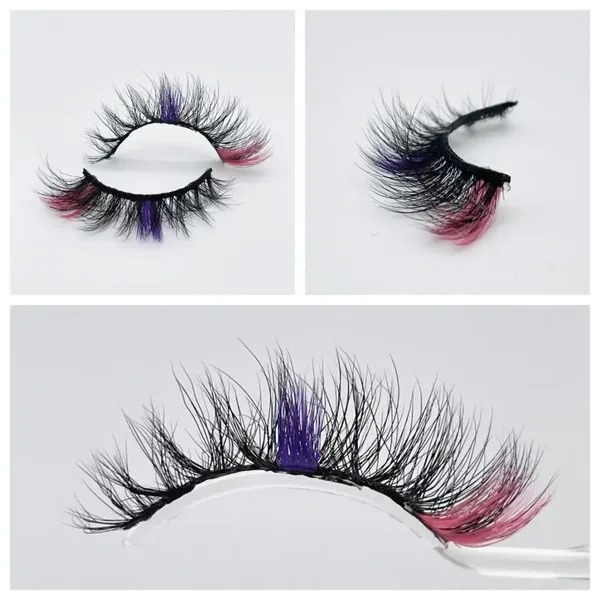 Cílios falsos 2 par 3d cor mista colorida Faux Mink Lashes