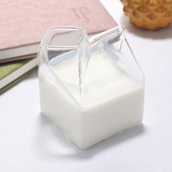 1pc 300ml yarım pint süt karton tarzı yaratıcı mini krema sürahi cam süt kupa inek meme fincan süt kupası toptan