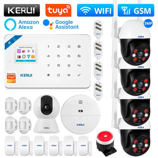 Kits Kerui W181 Alarmsystem WiFi GSM Alarm für die Heimstütze Alexa Tuya Smart Motion Sensor -Türsensor -Detektor Sirene Sicherheit