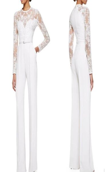 2019 White Elie Saab Mother of the Bride Sumpsuit Suitsuit con abiti da donna abbelliti in pizzo lunghi abiti da donna abbelliti da donna abbigliamento da sera9287845