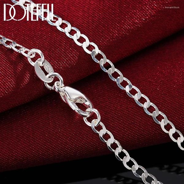 Catene da 2 mm piatta laterale collana color argento d'argento 18/09/20/22/24/20/28/30 pollici classici per donne da uomo festa regalo