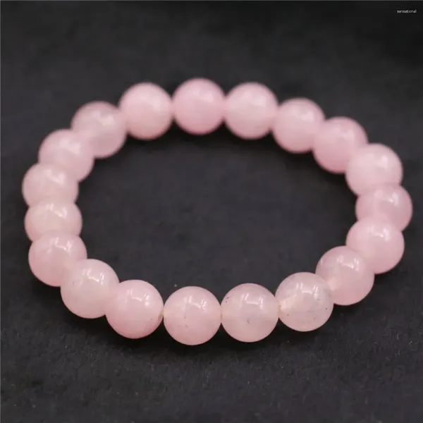 Strand 10 mm runde rosa Chalcedony Jades Kristallarmband Perlen Frauen Mädchen Naturstein elastischer Handschmuck DIY Juwely machen Design Design