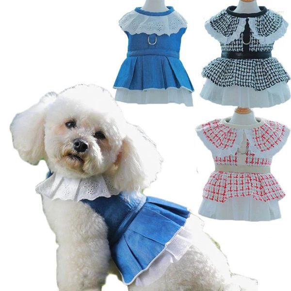 Hundekleidung Mädchen Haustier Rock Kleidung ärmellose Weste Welpe Katze Prinzessin Kleid Leine im Freien Gehen Tutu für kleine Chihuahua XS