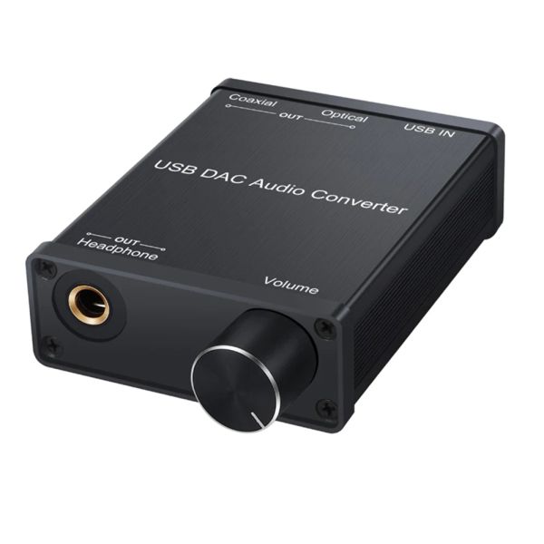 Dönüştürücü USB DAC Ses Dönüştürücü Adaptörü Kulaklık amplifikatörüne sahip USB - Koaksiyel S/PDIF Dijital - Analog 6.35mm Ses Ses Kartı
