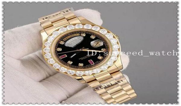 2018 Luxury Super Good Presision Day Date Watch Big Diamond Bezel Black Dial Mens Reloj Watches Automatic Mechanical WRIS7609730