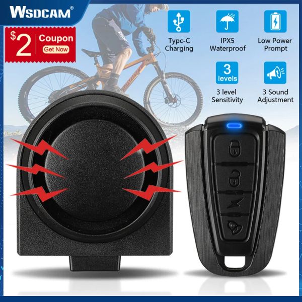 Kits WSDCAM Wireless Fahrrad Alarm wasserdichtes Fahrrad Vibration Alarm USB Ladung Fernbedienung Antitheft Alarmsicherheitsschutz