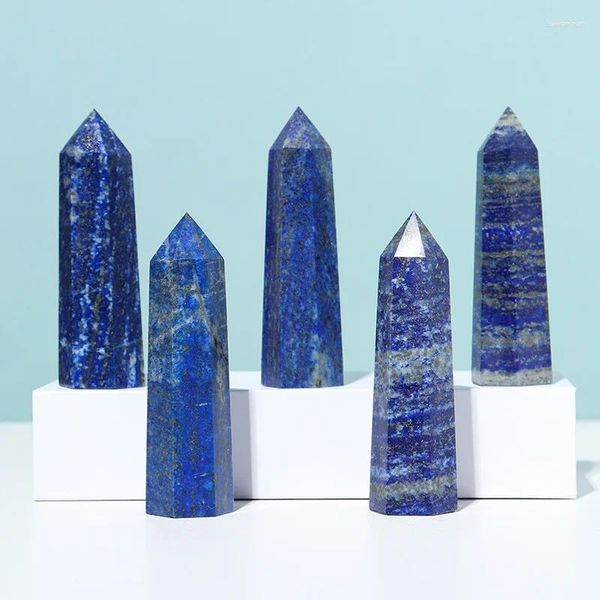 Figurine decorative puro naturale afghan lapis lazuli colonna singola punta sei prisma decorazione domestica ornamenti