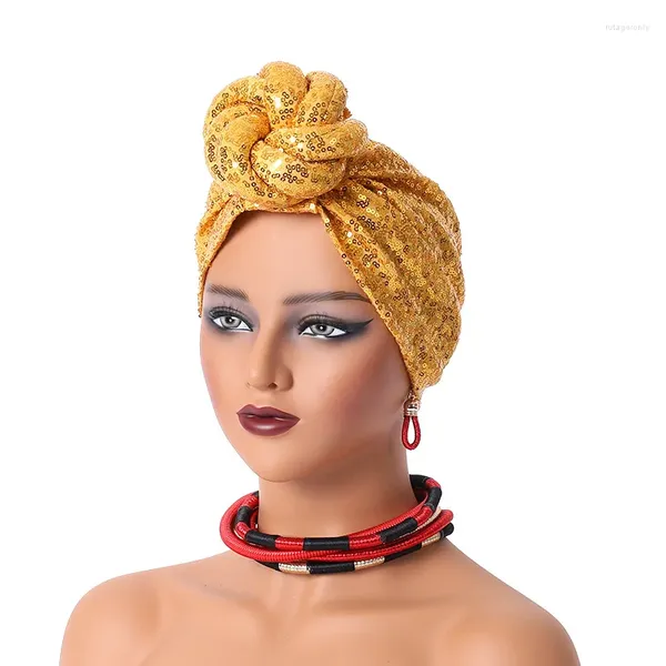 Ethnische Kleidung Pailletten Twisted Flower Chemo Cap Hijab für Frauen