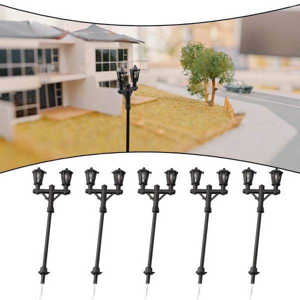 Gartendekorationen 10pcs Modell Street Lights Scale 1: 100 Eisenbahn LED Laternenpfahl -Terrassenlampen Zugspielplatzlandschaft Landschaft