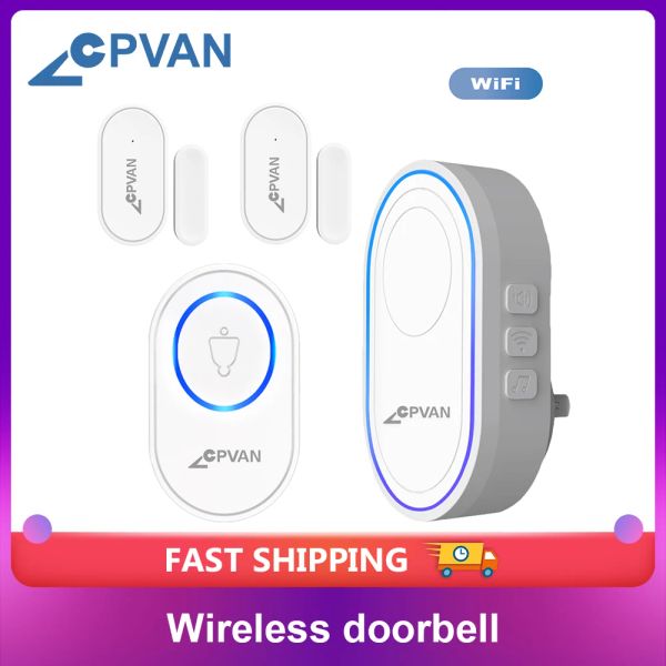 Kits Cpvan drahtloses Türklingel Alarmsystem Smart WiFi Türklingel Strobe Siren Tuya App 58 Soundkompatible Home Security Alarm System