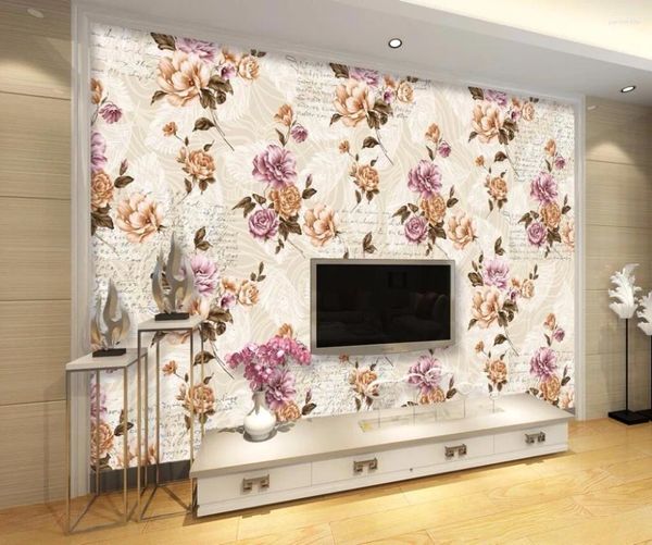 Обои CJSIR Custom Wallpaper Home украшения американский пастырский цветок английский телевизионный диван ресторан фоновый фон 3d