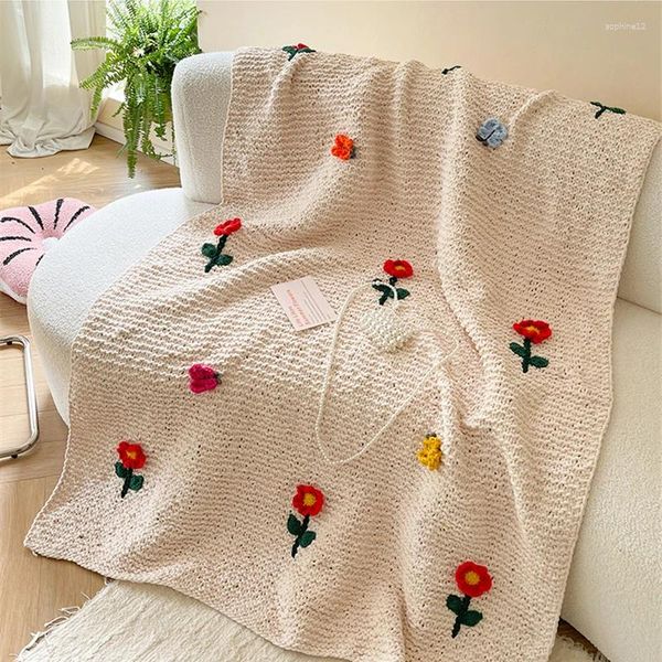 Coperte intrecciata intrecciata a mano in stile francese simpatico divano fiore navino camera da letto della camera da letto glace striscia pompica