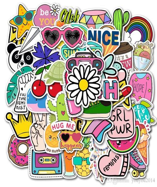 Poster da 50 pcsset piccolo piattaforma per skateboard impermeabile cartone animato per taccuino per bottiglia per laptop per il laptop adesivo per chitarra in PVC PVC Decals6234026