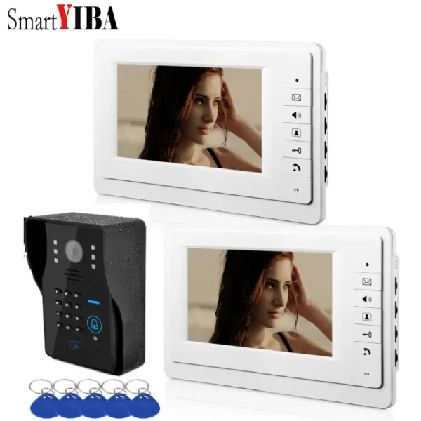 Intercom Smartyiba Senha RFID Access Control Video Intercom 7''inch LCD Wired Video Door Phone Doorbell Speakephone Intercom System