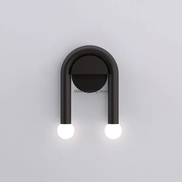 Designer de lâmpadas de parede Design de forma de U Led Black para o quarto de quarto Morden Sonce iluminação de casa minimalista em casa