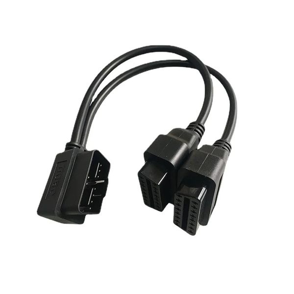 30cm OBD2 16 pinos Extensão do cabo Splitter machos a fêmea dupla y OBD CABO DE 16PIN 1 A 2 ADAPTOR DE CONECTOR OBD Cabo para Kia