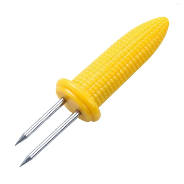 Sofra Takımı Setleri Kar İpucu 20pcs Paslanmaz çelik mısır koçanı Tutucu Silikon Saplı BBQ İkiz Çim Sweetcorn Fork Mutfak Garget