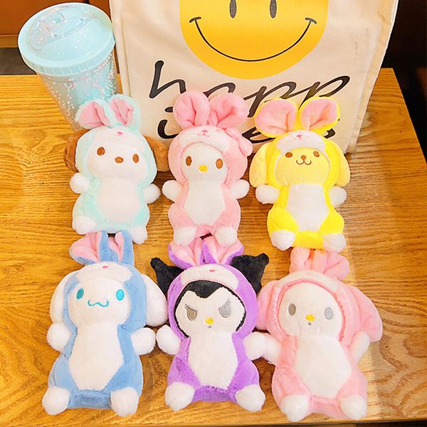 Pijamas fofos de coelho de coelho Kuromi, bolsas escolares, chaveiros, cabides, backbags, bonecas de desenhos animados, casais, chaveiros, bonecas