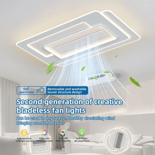 Luzes de teto Fan sem lâmina Bedroom Full Spectrum Protection Anti azul com mudo elétrico all-in-one