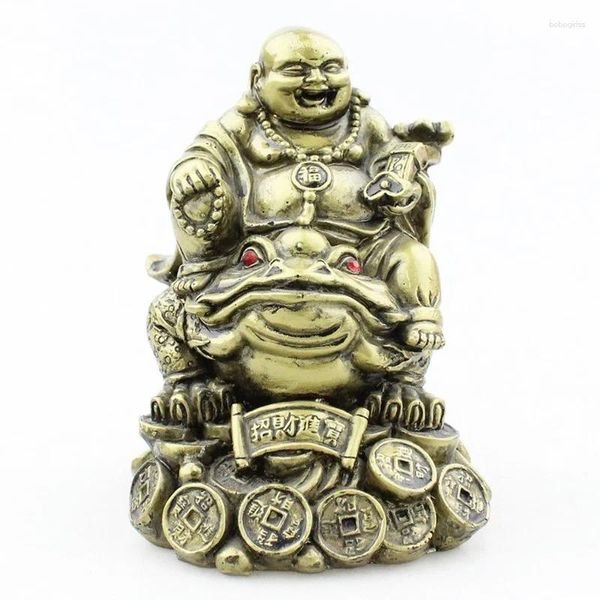 Figurine decorative Feng Shui Ornament Maitreya Toad Buddha Figurina Moneta Fortune Wealth cinese Golden Frog Home Office Tabletop