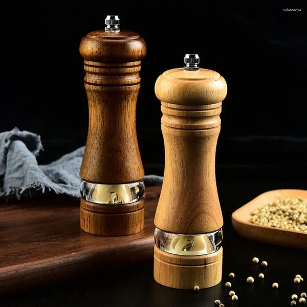 Garrafas de armazenamento Manual de pimenta Grinder Sal de madeira e moinho Ferramenta de cozinha multiuso com cerâmica