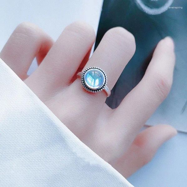 Кластерные кольца Weiyue Korean Retro Lady Ring Moonstone Simple Gemstone Fashion Wedding Party подарок на день рождения Валентина