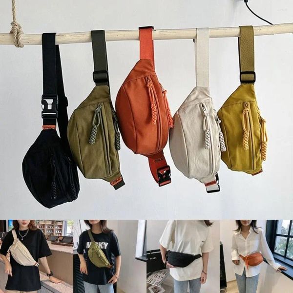 Bolsas de cintura estilos japoneses Casal de casal de cintura resistente a desgaste de desgaste de cor sólida de cor sólida bolsa de nylon crossbody esportes ao ar livre