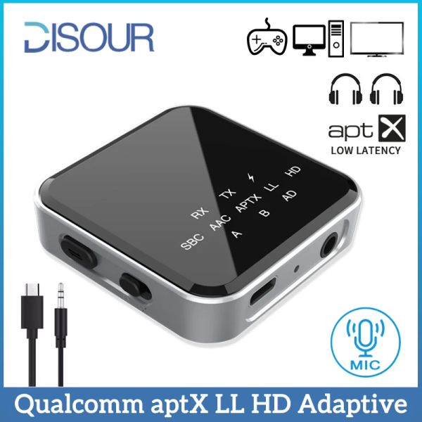 Adaptör Orijinal Qualcomm BT V5.2 Verici Alıcı 2 İçinde 1 Aptx LL HD Uyarlamalı 3.5mm AUX Kablosuz Ses Adaptör Dongle TV PC Arabası