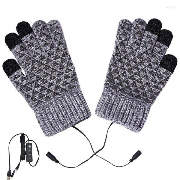 Teppiche erhitzte Handschuhe Touchscreen kaltes Wetter Ski USB wiederaufladbare Winter Wärme wasserdichte winddichte Strickwollhandhand