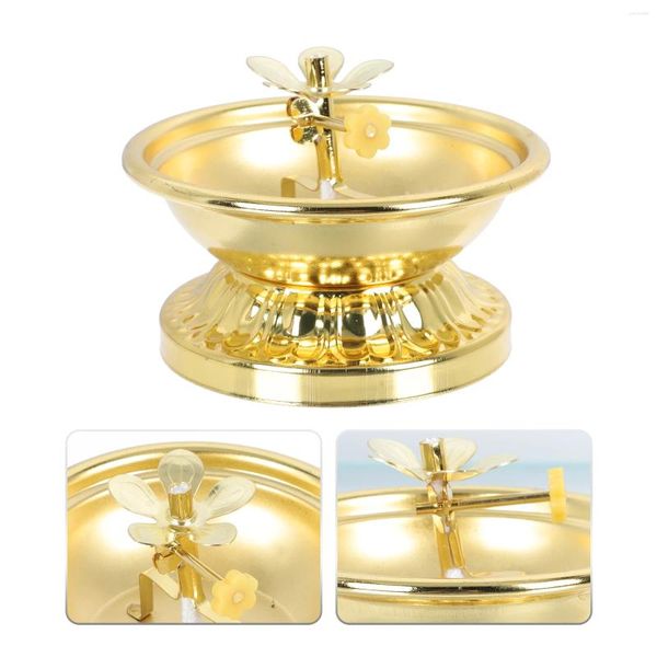 Kerzenhalter Ghee Lampenhalter Teelicht Ständer Legierung Öl Basis Dekorative Butter Lotus Blume Retro Metall Tempel Buddha Diwali