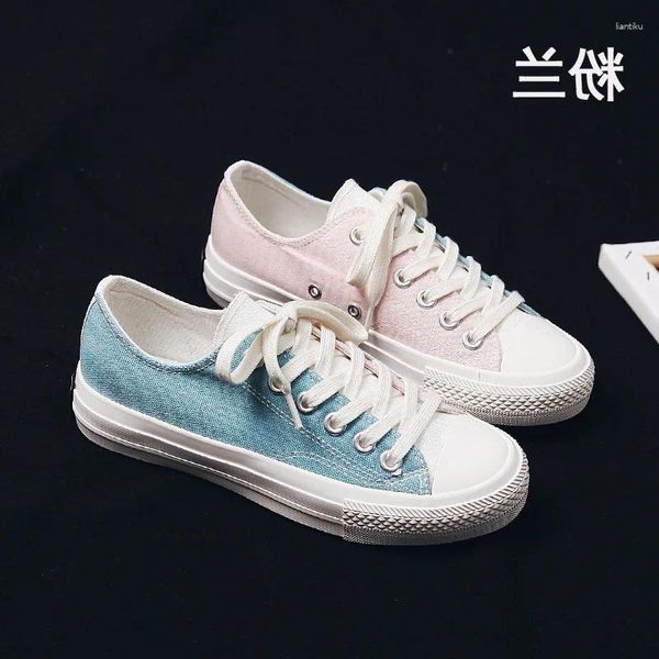 Scarpe per il fitness 2024 Sneaker Donne tela autunno per studentesse Lace -up casual girl blu scrooltura blu elegante tutte le partite