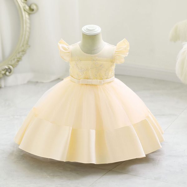 Beleza rosa rosa White Champagne Jewel's Girl's Birthday/Party Vestres Vestres de concurso de menina Vestidos de flores meninas Garotas Saias todos os dias