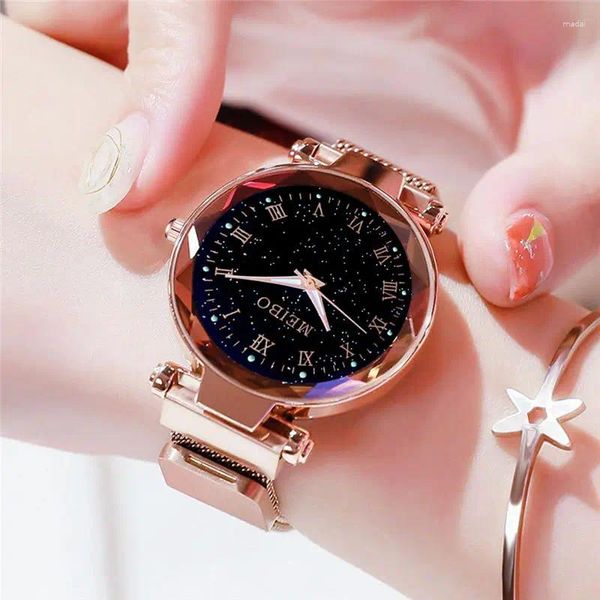 Orologi da polso 2024 donne orologi magnetici in quarzo Internet orologio da moda night luce stellare cielo montre braccialetto femme femei