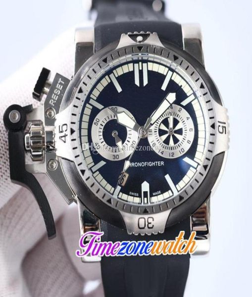 NEU CHRONOFIGHT HEISS INNER INNER SCHWARZE DIAL Quarz Chronograph Herren Watch Linkshand Zwei -Ton -Stahlhülle Gummi -Gurt Stoppwatch Uhren7935446