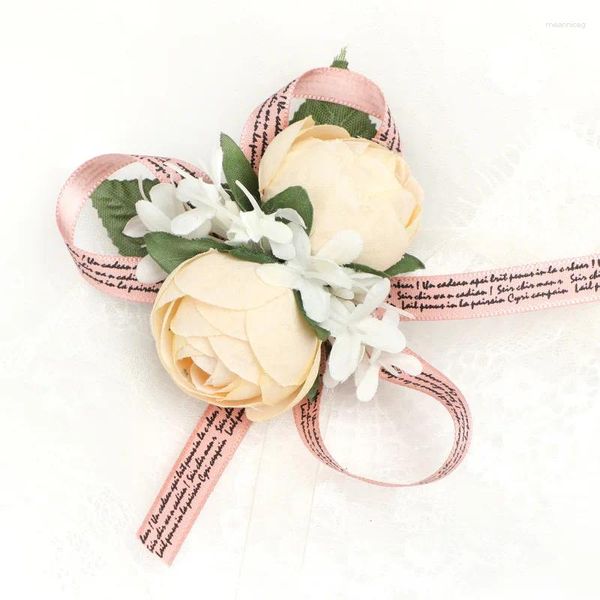 Flores decorativas Simulação Supplies de casamento de rosas de noiva Flower Ins Style Corean Corean Corsage Fabric Damas de dama de honra