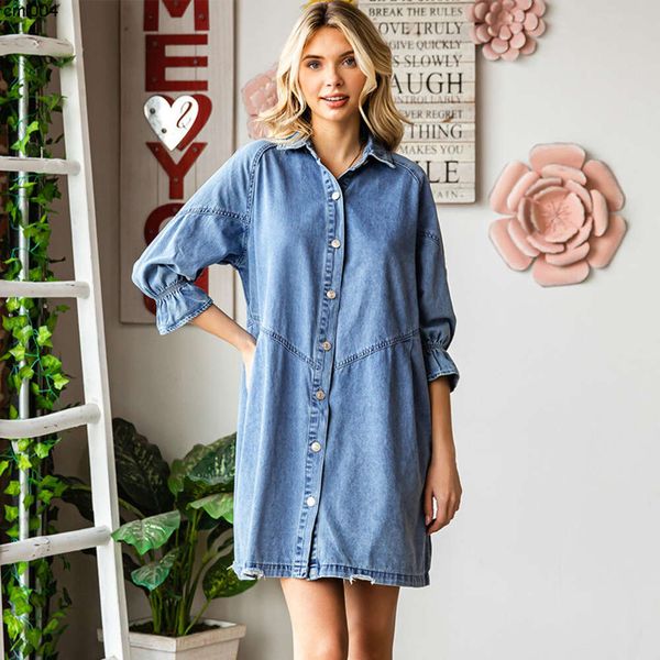 Shit Kein/estate Caseves Denim Desate per Womens Casual Flip Collar Flip Collar Bottle Up Skirt Style Skirt {Categoria}