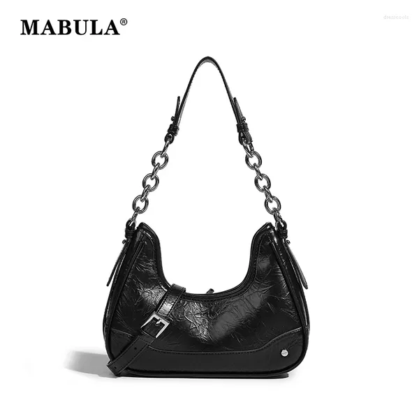 Вечерние сумки Mabula retro Big Chain Женская сумка для плеча на плечах рок черный на молнии кошелек высококачественная кожаная сцепление PU Телефон
