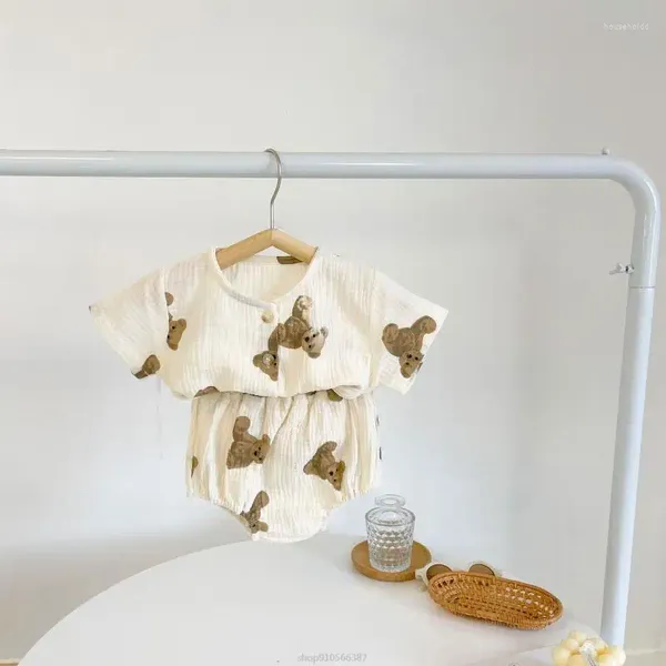 Kleidungssets Baumwollkleidung Set 2-teilige Overalls Höschen 0-24 Monate Mädchen Jungen Jungen Sommer-Outfit hautfreundlicher Mantel Je23 22 Dropship