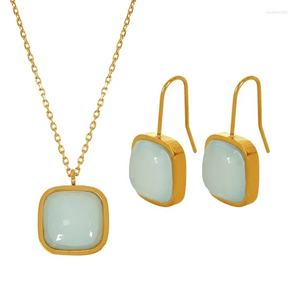 Orecchini di collana set Oucianya Earring Anelli Gift Anniversary Jade Trendy Altre vendite in acciaio inossidabile oro inossidabile Vendita diretta