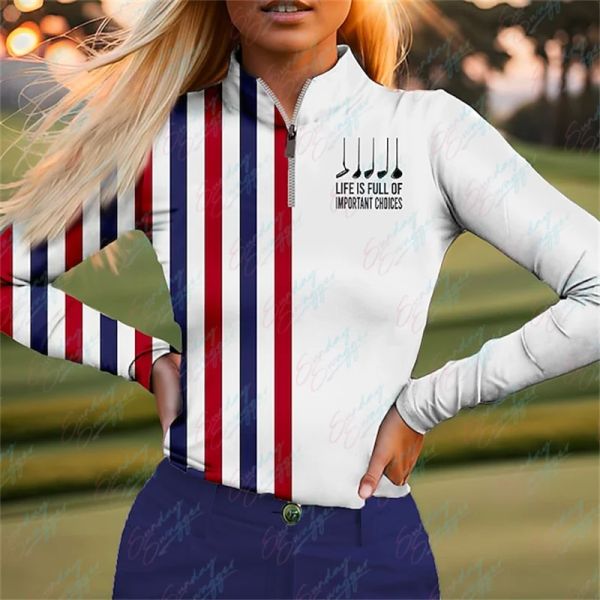 Caps New Golf Polo Shirt a maniche lunghe camicia da donna Abbigliamento da golf a secco rapido e traspirante da golf Autumnica golf