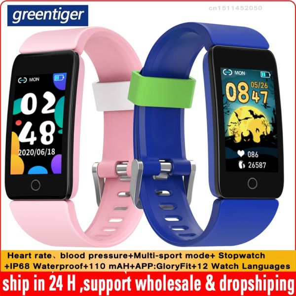 Armbänder Greentiger T11 Smart Armband Kinder Herzfrequenz Schlafmonitor Blutdruck Stoppuhr Alarm IP68 wasserdichte Sports Smart Watch