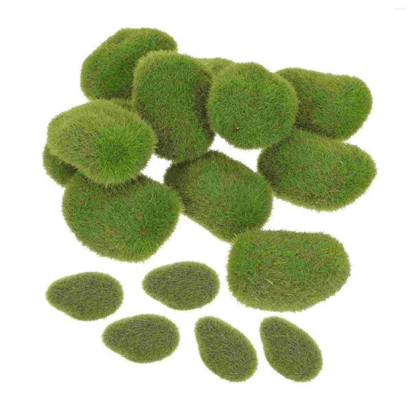 Dekorative Blumen 20pcs künstlicher Moossteingarten Ball Faux Green Stones