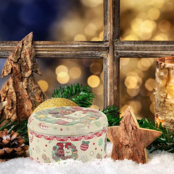 Garrafas de armazenamento Candy Candy Box Place Tinplate Tin Christmas Biscoits Treat