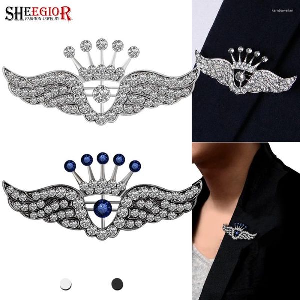 Broschen Kristall Engel Flügel Kronen Broschen Pins Herren Abzeichen Schmuck Mode Vintage Schöne Strass -Strass -Frauen -Mädchen Accessoires Geschenke