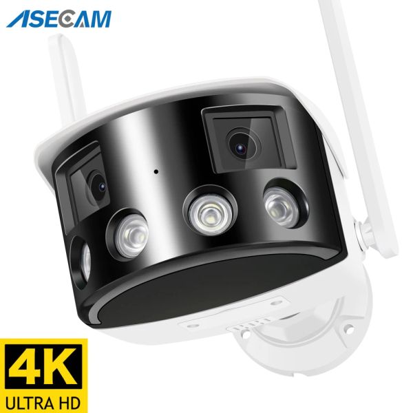 Kameras 4K 8MP WiFi Dual Lens Panoramic CCTV IP -Kamera 180 ° Weitansichtswinkel Audio Onvif 4MP Sicherheitsüberwachung ICSEE ICSEE