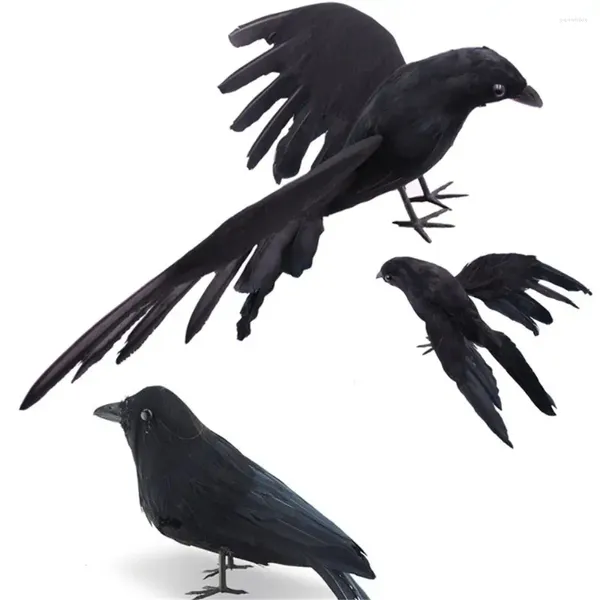 Partydekoration Ornamente Halloween Home Tier Scary Toys gefälschte Vogelsimulation Schwarzes Krähenmodell