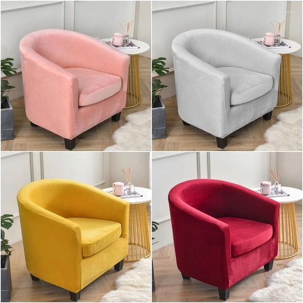 Stuhl Deckt mit Festfarb Velvet Badewanne Sessel elastischer Clubsofa Cover Kaffeebar Relax Einzugsbezug mit Sitzkissen Gehäuse