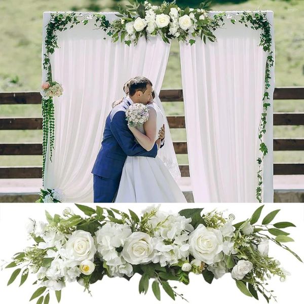 Flores decorativas Yan Yan Artificial Rose Hydrangea Flower Swag Arch Garland para Country Decoração de Casamento Tabela de lintel da porta da frente